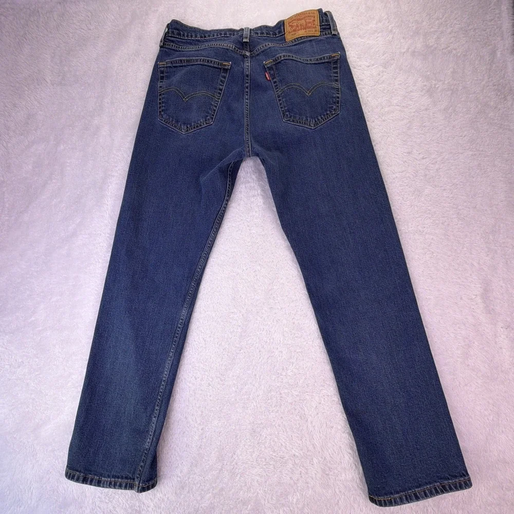 Levi's 505 Jeans Mens 32x29 (tag: 34x30) Straight Leg Dark Wash Denim Distressed
